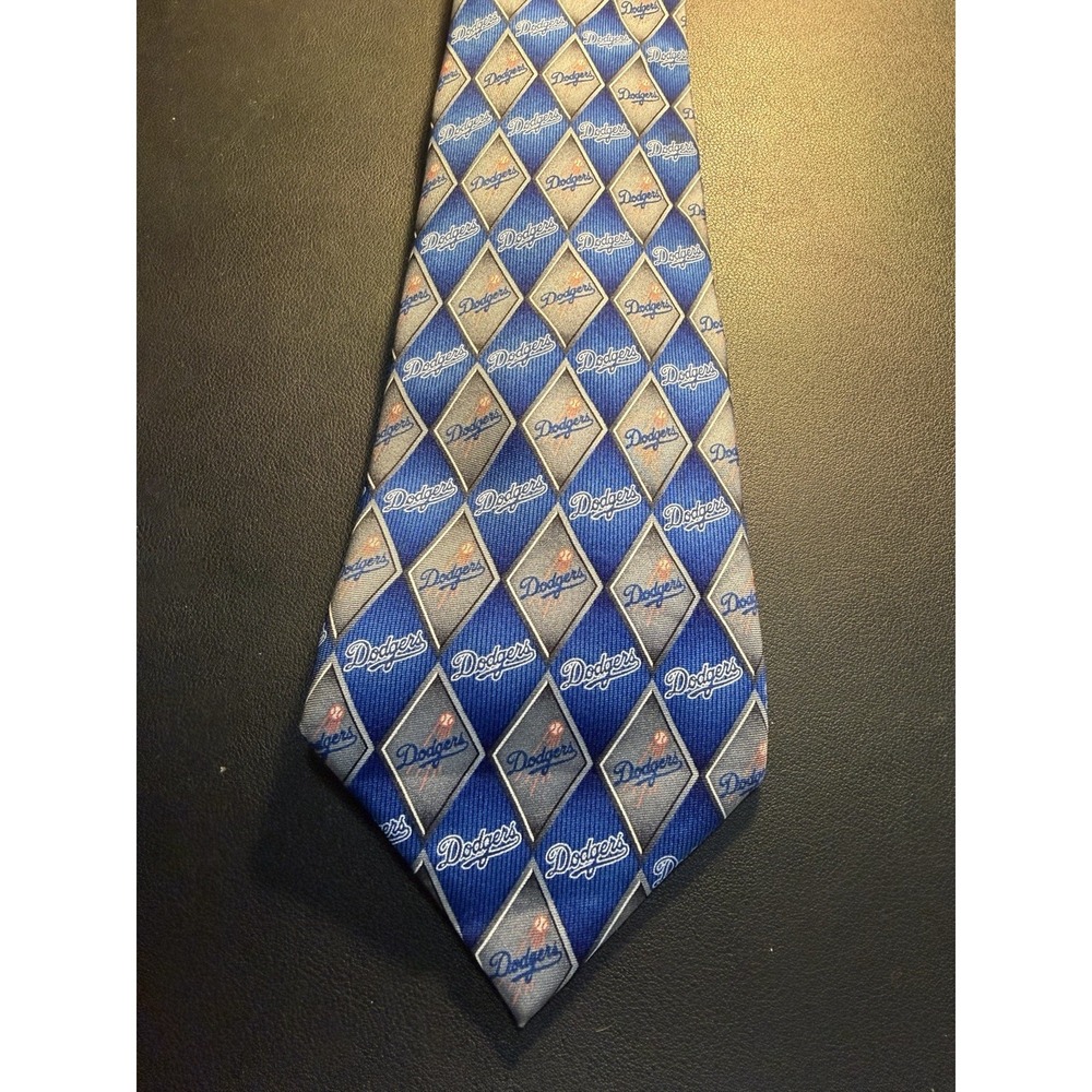 Los Angeles Dodgers Diamond Pattern MLB Necktie 100% Silk By Eagle Neckwear